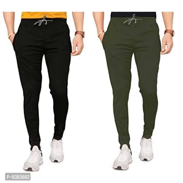 Solid Cotton Blend Slim Fit Men's Track Pants