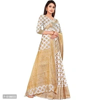 Leeza Store Women's Banarasi Kanjivaram Pearl White Silk Saree Along Zari Paisley Jacquard Woven All Over with Blouse Piece - 5.5 meters, P-8100555