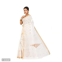 Raj Saree House Women's Traditional Pure Cotton Bengali Handloom Tant Saree - Print Work, Without Blouse Piece (Off- White) - P-8238307, 5.5 meters