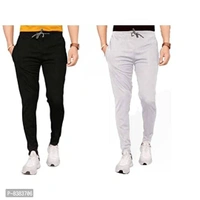 KAFF Men's Slim Fit Polyester Blend Track Pant (POLY BLEND DRY FIT TRACK PANT_Black, Light Grey_XL) - XL, P-8383706