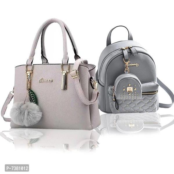 Trendy Cute Handy Hand-Held Shoulder Bag And Backpack Combo For Women - P-7381012