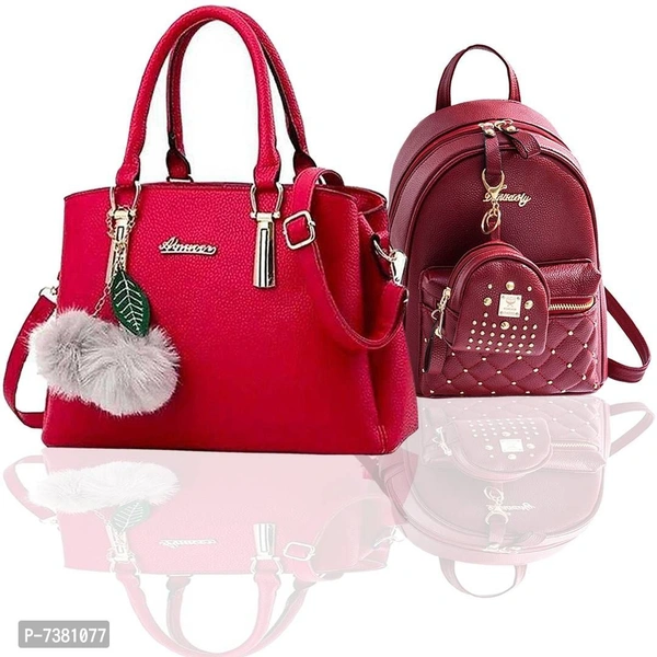 Trendy Cute Handy Hand-Held Shoulder Bag And Backpack Combo For Women - P-7381077
