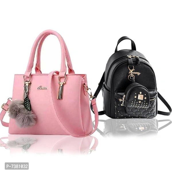 Trendy Cute Handy Hand-Held Shoulder Bag And Backpack Combo For Women - P-7381032