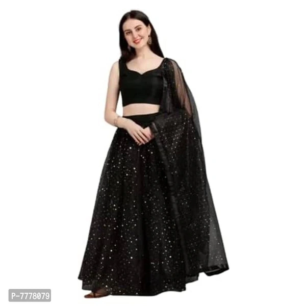 Drashti Villa Women's Embellished, Self Design Semi Stitched Lehenga Choli (Black) - P-7778079