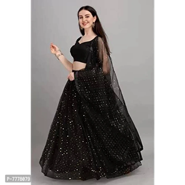 Drashti Villa Women's Embellished, Self Design Semi Stitched Lehenga Choli (Black) - P-7778079