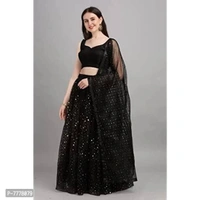 Drashti Villa Women's Embellished, Self Design Semi Stitched Lehenga Choli (Black) - P-7778079