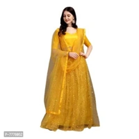 Drashti Villa Women's Embellished, Self Design Semi Stitched Lehenga Choli (Yellow) - P-7778052