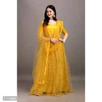 Drashti Villa Women's Embellished, Self Design Semi Stitched Lehenga Choli (Yellow) - P-7778052