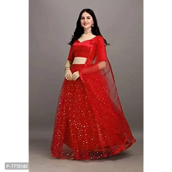 Drashti Villa Women's Embellished, Self Design Semi Stitched Lehenga Choli (Red) - P-7778102