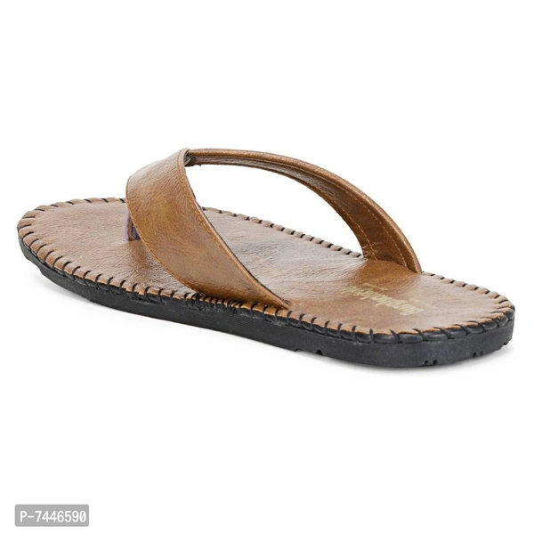 Elite Beige Synthetic Leather Self Design Slippers For Men - P-7446590, Uk8