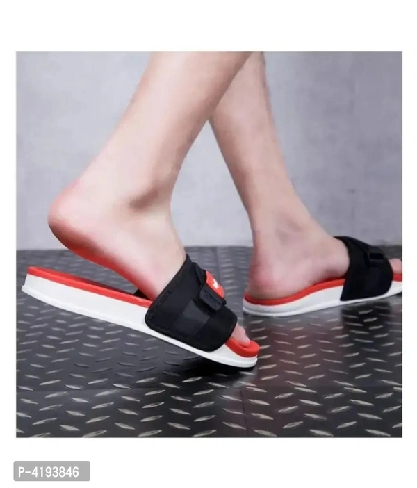 Trendy Red and Black PVC Sliders for Men - P-4193846, Uk7