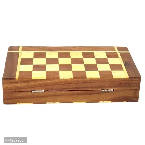 Folding Chess Board Set Wooden Game Handmade Classic Game Of Brilliance Small Chess Pieces 8 Inches (Non - Magnetic) - P-4237765