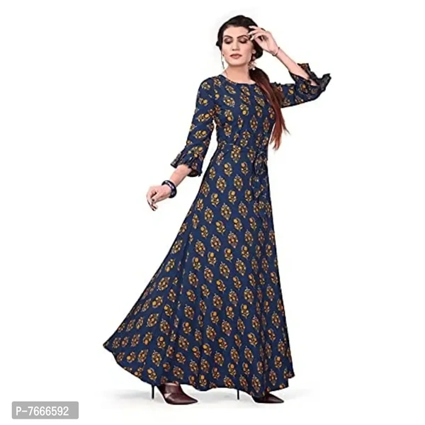 New Ethnic 4 You Women's Anarkali Gown_(Navy Blue Color_Gw-200) - P-7666592, S