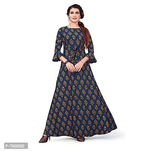 New Ethnic 4 You Women's Anarkali Gown_(Navy Blue Color_Gw-200) - P-7666592, M