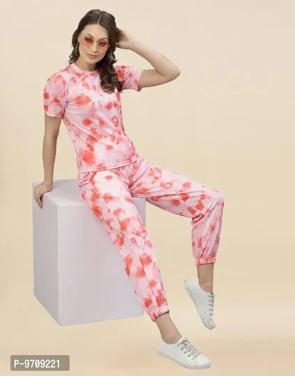 Womens Cotton Spandex Tie-Dye Winter Wear Night Suit Set Night Dress,Full Pair Set - P-9709221, XL