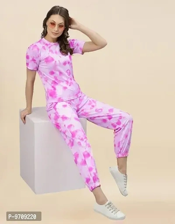 Womens Cotton Spandex Tie-Dye Winter Wear Night Suit Set Night Dress,Full Pair Set - P-9709220, L