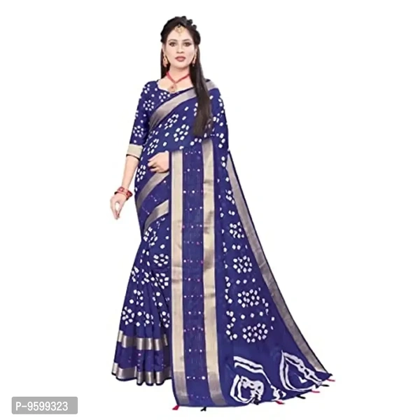 VEDIC Women's Soft Cotton Saree with Unstitched Blouse Piece [Navy Blue) - P-9599323, 5.5 meters