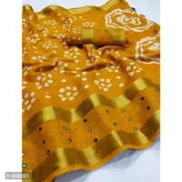VEDIC Women's Soft Cotton Saree with Unstitched Blouse Piece [Yellow) - 5.5 (in metres), P-9599321