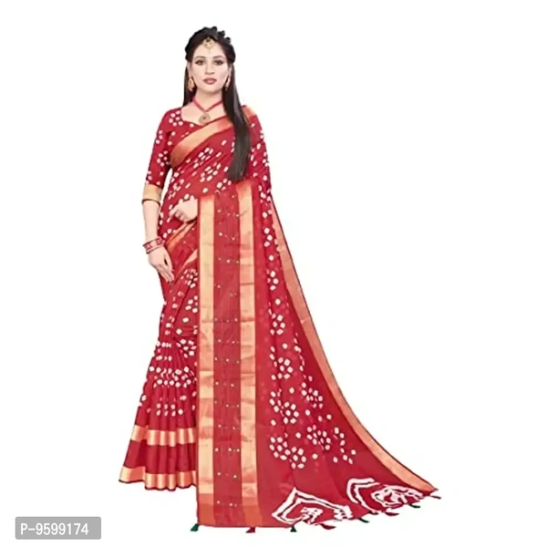 VEDIC Women's Soft Cotton Saree with Unstitched Blouse Piece [Red) - 5.5 meters, P-9599174