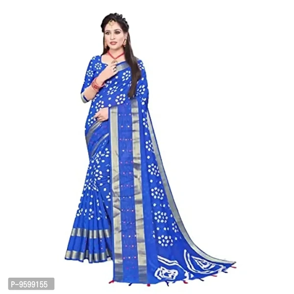 VEDIC Women's Soft Cotton Saree with Unstitched Blouse Piece [Blue) - P-9599155, 5.5 meters