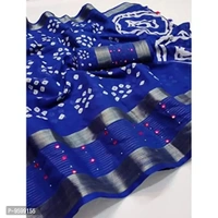 VEDIC Women's Soft Cotton Saree with Unstitched Blouse Piece [Blue) - P-9599155, 5.5 meters