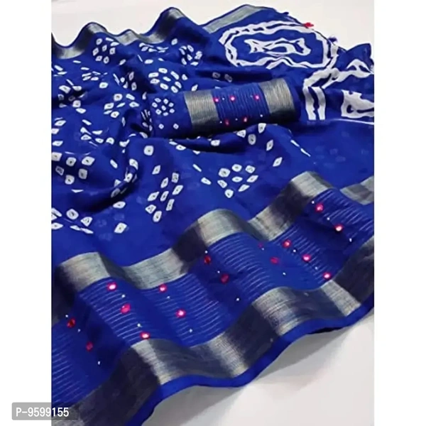 VEDIC Women's Soft Cotton Saree with Unstitched Blouse Piece [Blue) - P-9599155, 5.5 meters