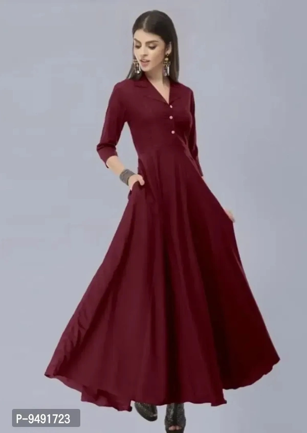 Fancy Coat Collor Maxi Gown Maroon - P-9491723, M