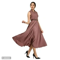 RUDRAKRITI Women's Fit And Flare Knee length dress with Belt - P-8962920, S