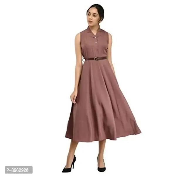RUDRAKRITI Women's Fit And Flare Knee length dress with Belt - P-8962920, M