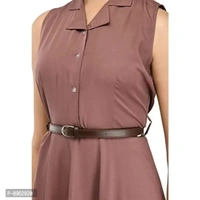 RUDRAKRITI Women's Fit And Flare Knee length dress with Belt - P-8962920, M