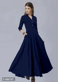 Fancy Coat Collor Maxi Gown Navyblue - P-9491747, 2XL