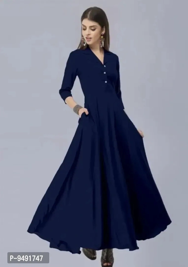 Fancy Coat Collor Maxi Gown Navyblue - P-9491747, 2XL