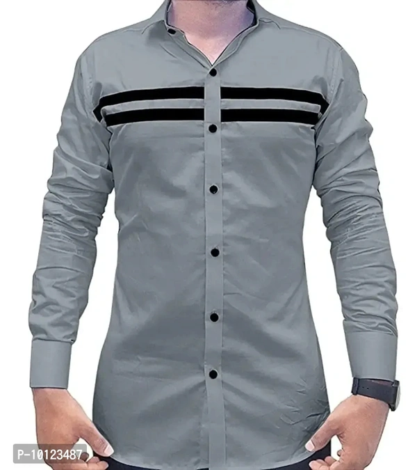 Full Grey 4 line Man Shirt - P-10123487, XS