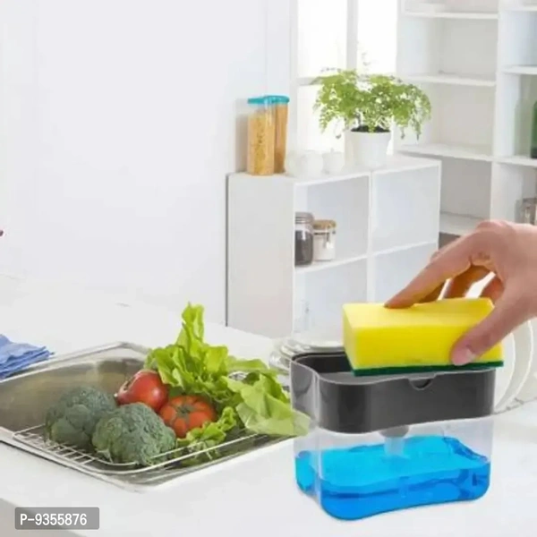 Chronicles Combo Offer Liquid Soap Press Pump/Dispenser with Sponge + Big Size Kitchen Dish Drainer Drying Rack, Washing Basket with Tray for Kitchen, Dish Rack Organizers - P-3955876
