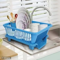 Chronicles Combo Offer Liquid Soap Press Pump/Dispenser with Sponge + Big Size Kitchen Dish Drainer Drying Rack, Washing Basket with Tray for Kitchen, Dish Rack Organizers - P-3955876