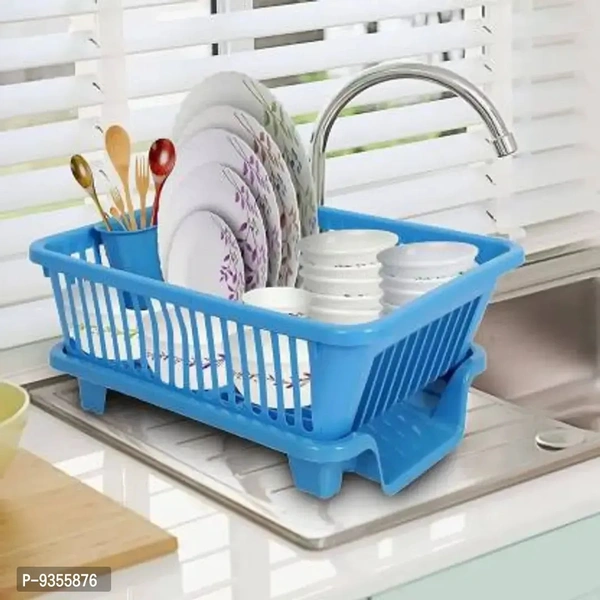 Chronicles Combo Offer Liquid Soap Press Pump/Dispenser with Sponge + Big Size Kitchen Dish Drainer Drying Rack, Washing Basket with Tray for Kitchen, Dish Rack Organizers - P-3955876