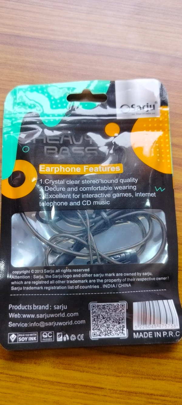 Wire Earphone In Mic - Black, 2.5m