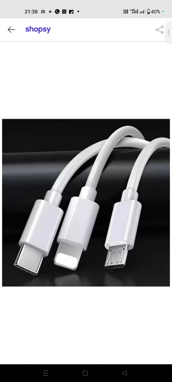 Poorvi Barnd 3 Type Cable - White