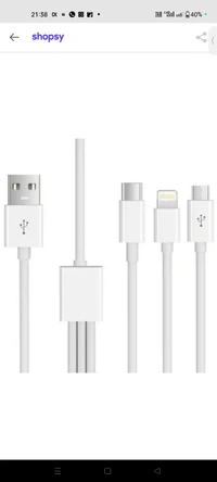 Poorvi Barnd 3 Type Cable - White