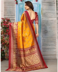 Cotton Silk Saree Buna Hua - Guardsman Red, 5.6m