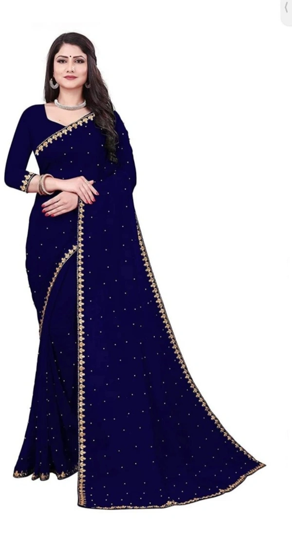 Silk Banarasi Art - Navy Blue, 5.6mt