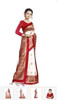 Silk Full Chhap Sadi - Red