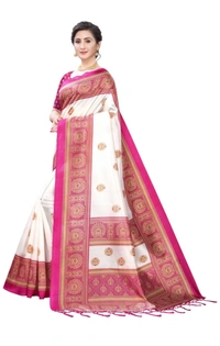 Silk Full Chhap Sadi - Red