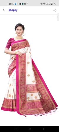 Silk Full Chhap Sadi - Red