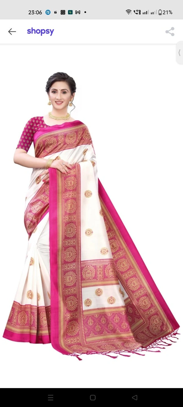 Silk Full Chhap Sadi - Red