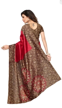 Printed Silk Saree - Maroon, 5.6mt