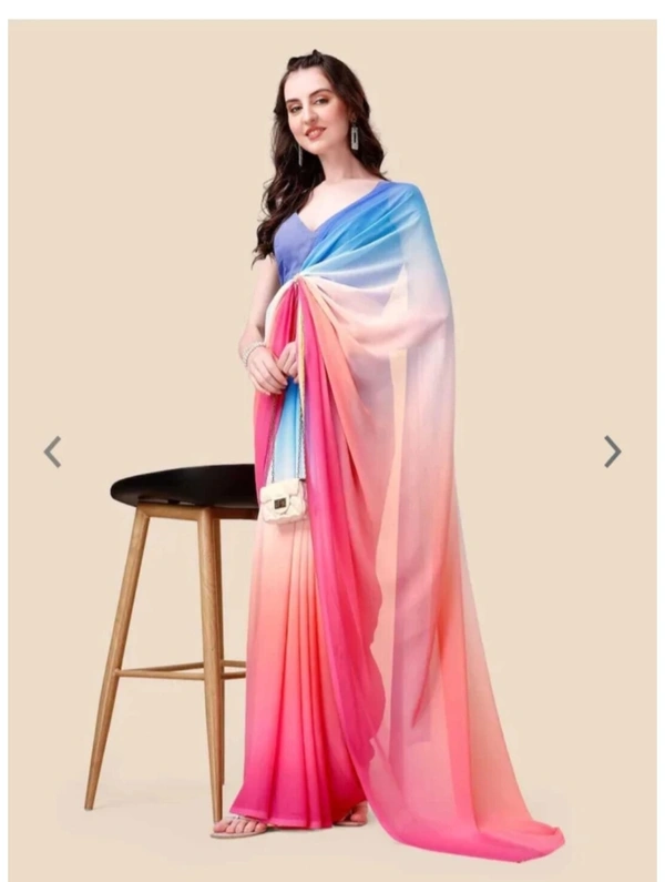 Multi Colour Party Wear Saree No Blouse - Tickle Me Pink, 5.5mt