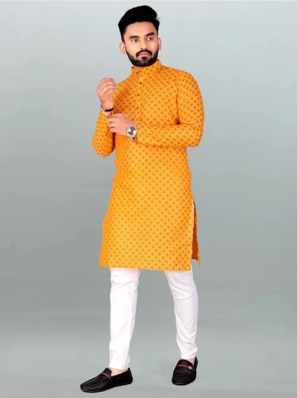 Cotton Kurta Pajama - Web Orange, Free