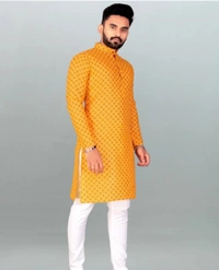 Cotton Kurta Pajama - Web Orange, Free