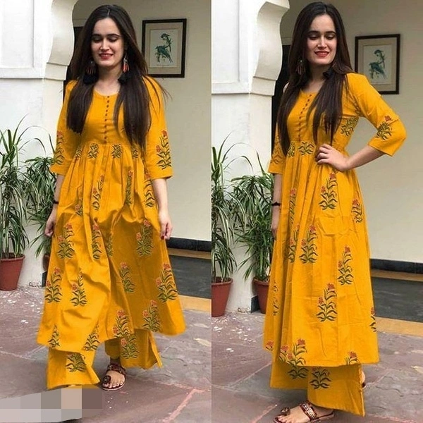 Elegant Cotton Printed Palazzo Set - XXL